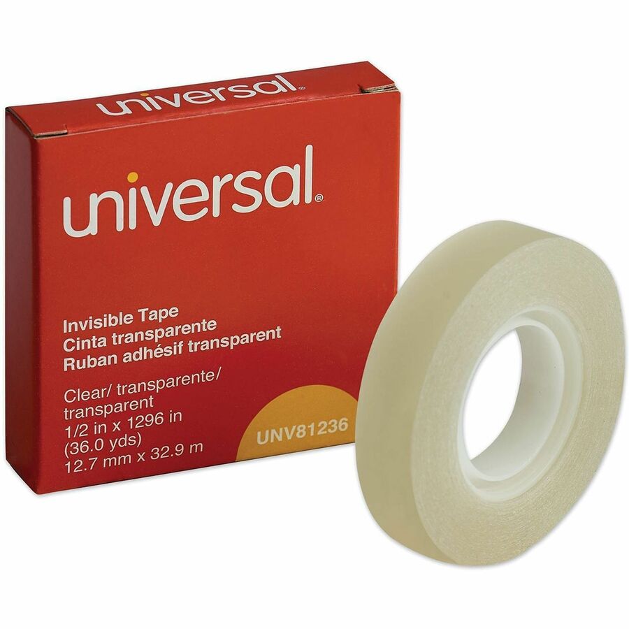 36 yd Length x 0.50" Width x 2 mil Thickness - 1" Core - Matte - Clear - Acrylic - Plastic Backing - 1 Roll