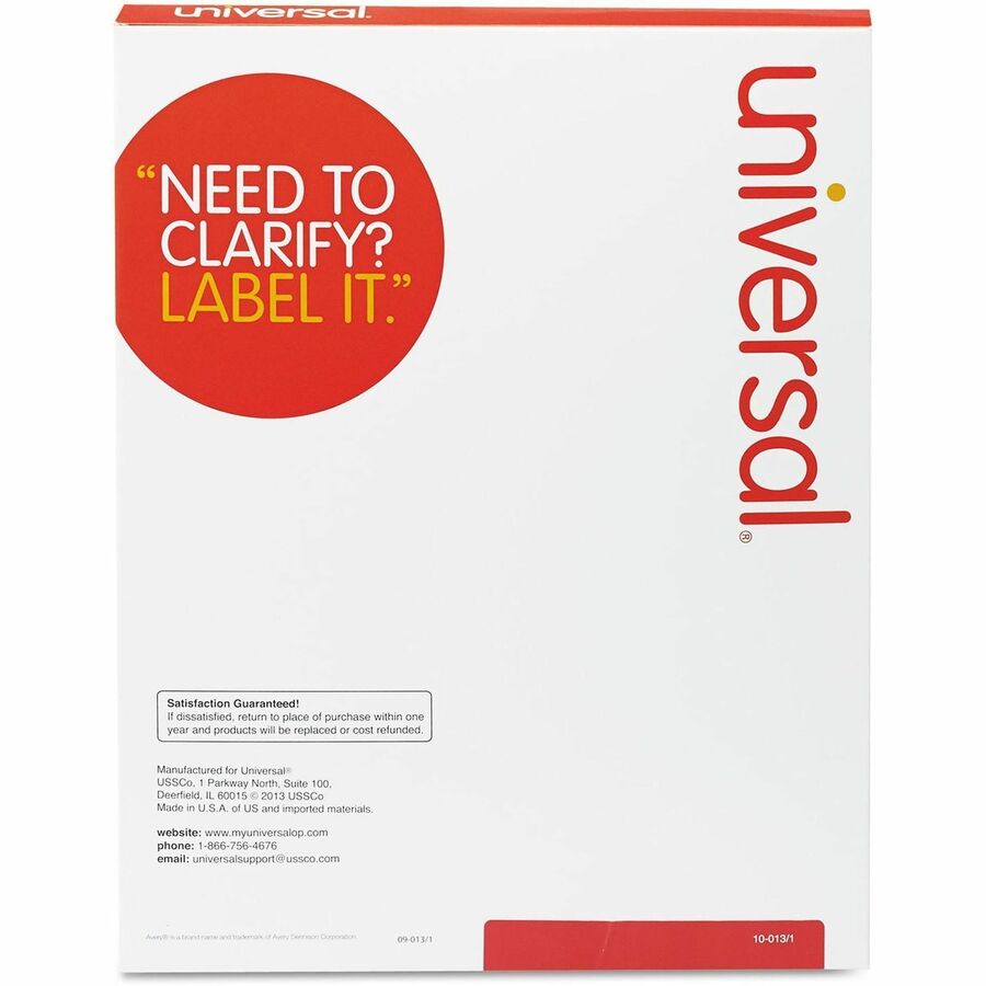 Universal Address Label - x 1 21/64" Width x 4" Length - Permanent Adhesive - Rectangle - Inkjet, Laser - White - Paper - Self-adhesive, Peel & Stick - 14 / Sheet - 100 Total Sheets - 1400 Total Label(s) - For Label Printer Labels - 1400 / Box