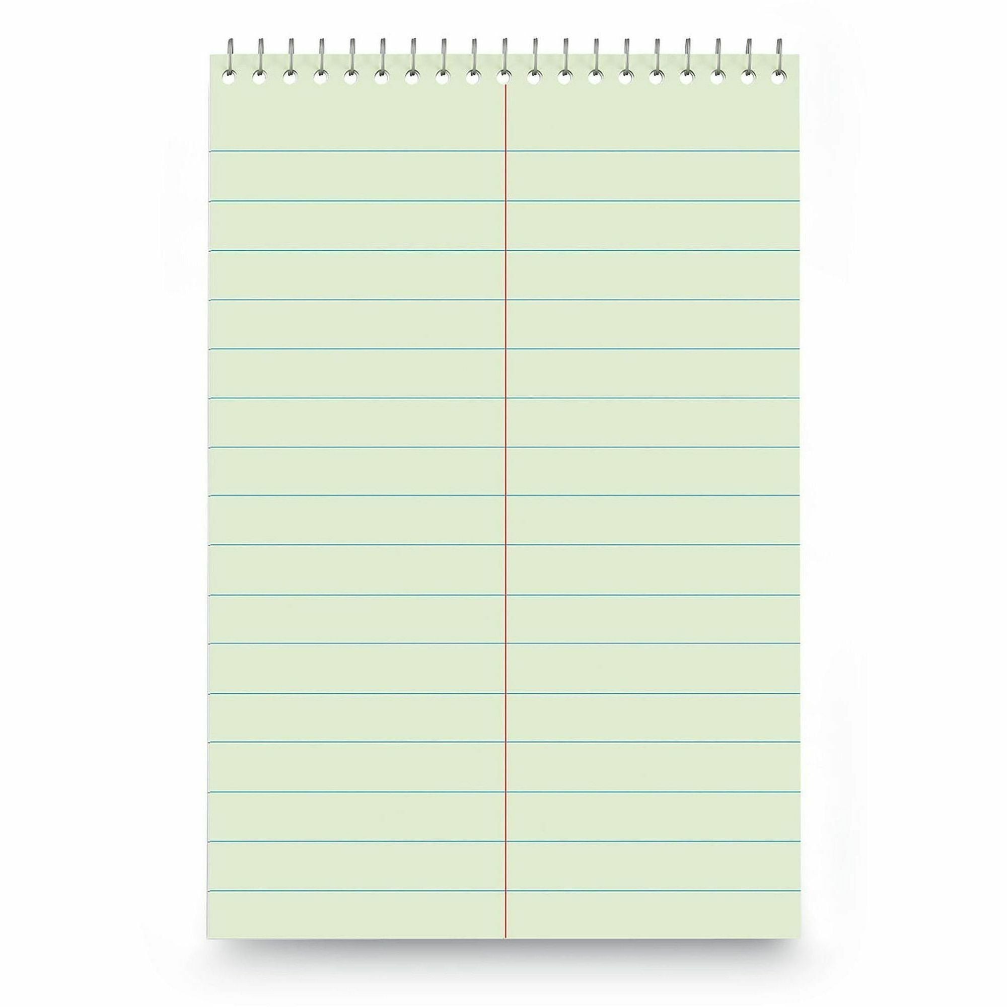 1 Subject(s) - 60 Sheets - Spiral - Pitman Ruled Front Ruling - 16 lb Basis Weight - 9" Height x 6" Width - Green Tint Paper