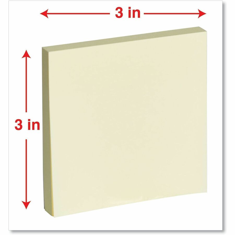 Universal Note Pad - 100 x Yellow - Square - 100 Sheets per Pad - Yellow - Self-stick, Residue-free, Fanfold, Pop-up, Repositionable, Adhesive - 12 / Pack