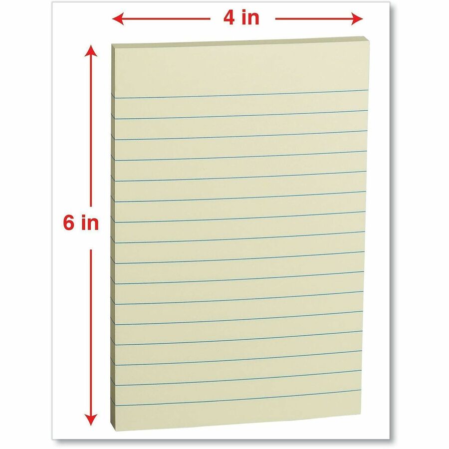 Universal Note Pad - 100 x Assorted Pastel - Rectangle - 100 Sheets per Pad - Ruled - Assorted Pastel - Self-stick, Residue-free - 5 / Pack