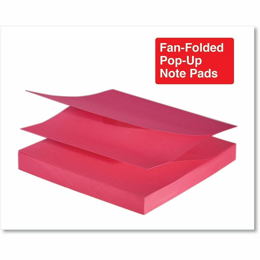 Universal Note Pad - 100 x Bright Assorted - Square - 100 Sheets per Pad - Assorted Bright - Self-stick, Residue-free, Fanfold, Pop-up, Repositionable, Adhesive - 12 / Pack