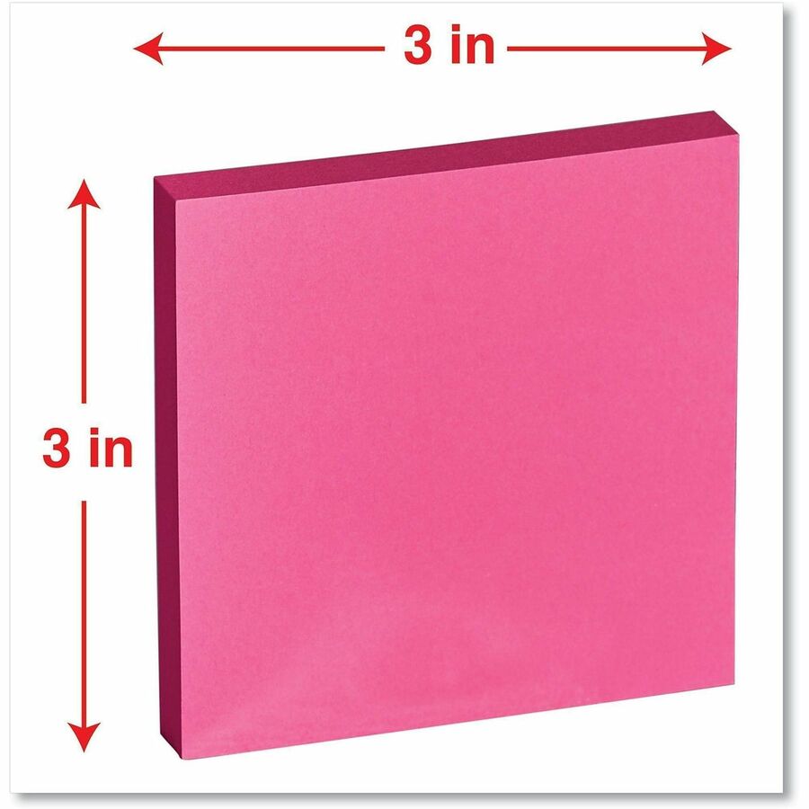 Universal Note Pad - 100 x Bright Assorted - Square - 100 Sheets per Pad - Assorted Bright - Self-stick, Residue-free - 12 / Pack
