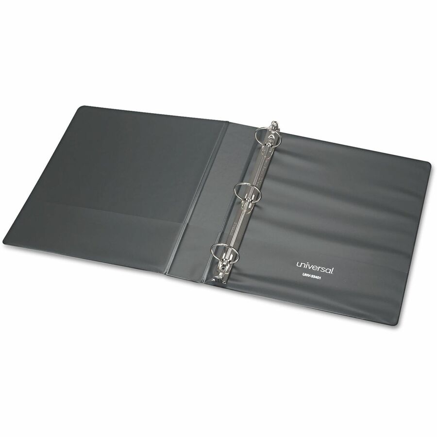 1" Binder Capacity - 175 Sheet Capacity - 3 Ring(s) - Fastener(s): Ring - Pocket(s): 2, Inside Front & Back - Polypropylene - Black - Non-stick - 1 Each