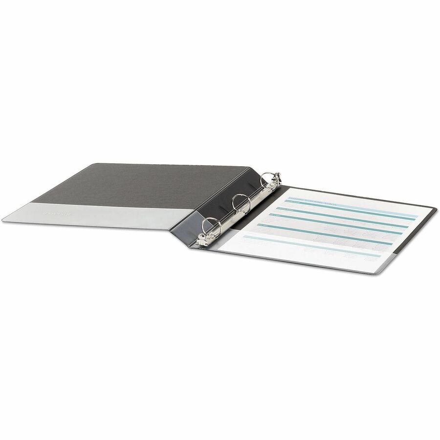 1" Binder Capacity - 175 Sheet Capacity - 3 Ring(s) - Fastener(s): Ring - Pocket(s): 2, Inside Front & Back - Polypropylene - Black - Non-stick - 1 Each