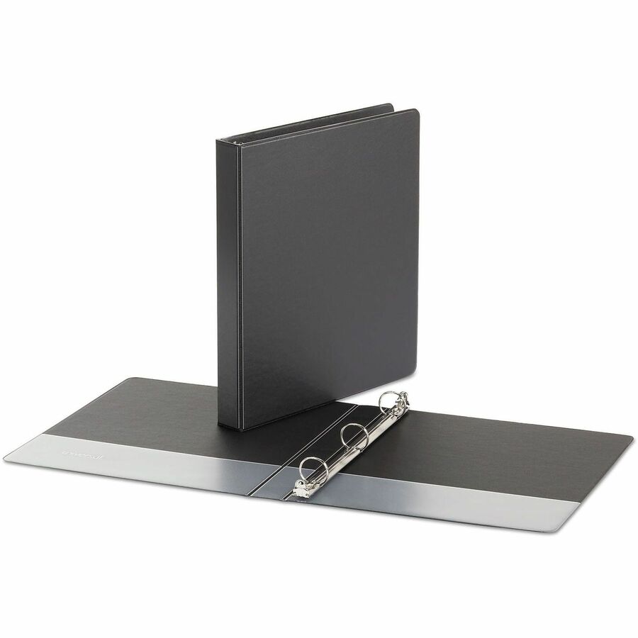 1" Binder Capacity - 175 Sheet Capacity - 3 Ring(s) - Fastener(s): Ring - Pocket(s): 2, Inside Front & Back - Polypropylene - Black - Non-stick - 1 Each