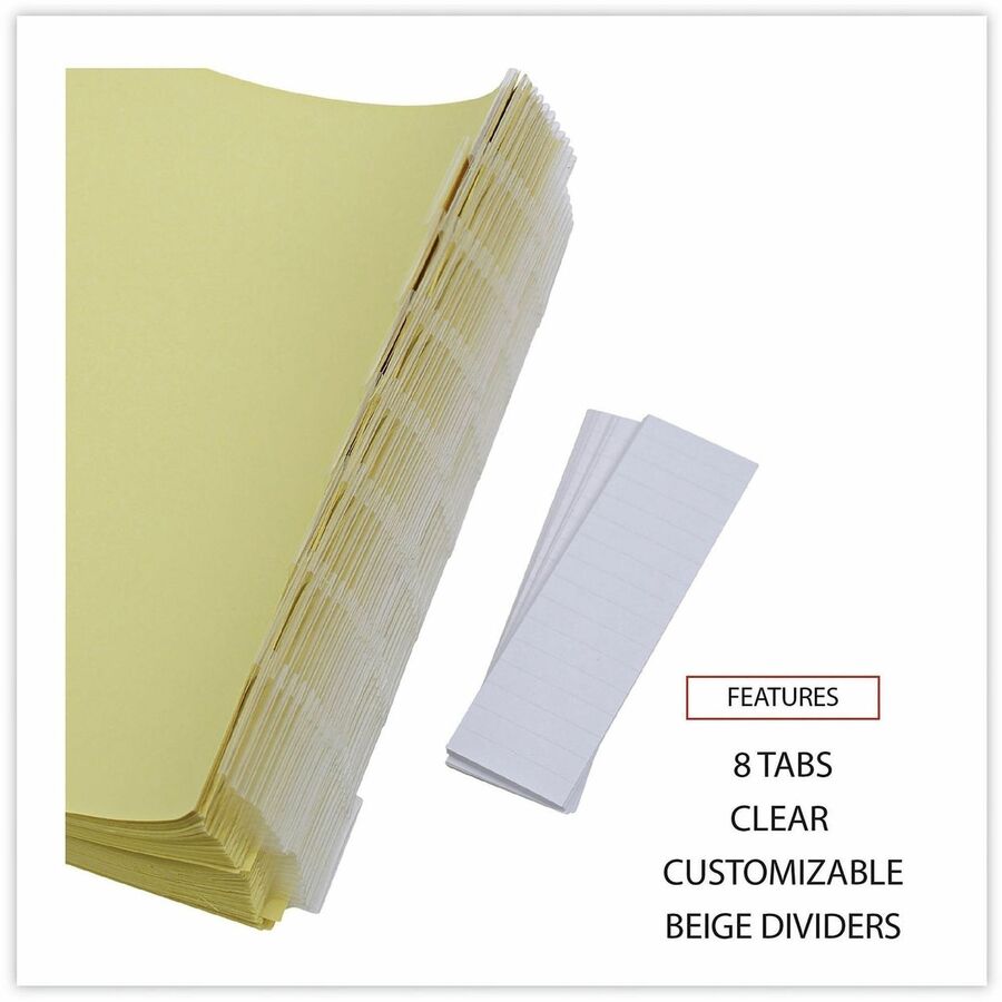 Universal Index Divider - 24 x Divider(s) - 8 Blank Side Tab(s) - 8.5" Divider Width x 11" Divider Length - Letter - 3 Hole Punched - Buff Paper Divider - Clear Plastic Tab(s) - 0% - Customizable, Double-sided, Gold Reinforced Binding Edge - 24 Set