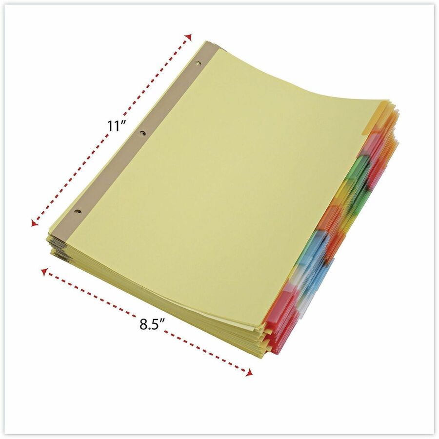 Universal Index Divider, 24 Sets, 8 Blank Side Tabs per Set, 8.5" x 11", Letter Size, 3-Hole Punched, Buff Paper Dividers with Assorted Plastic Tabs, Double-Sided, Gold Reinforced Binding Edge