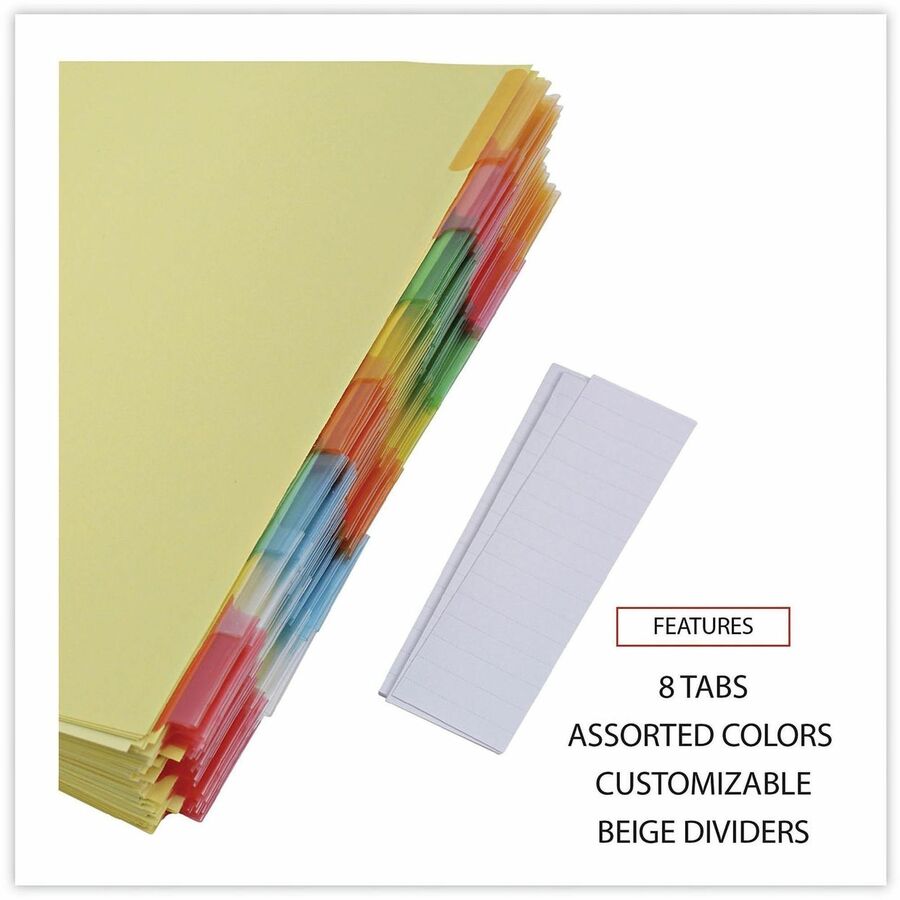 Universal Index Divider, 24 Sets, 8 Blank Side Tabs per Set, 8.5" x 11", Letter Size, 3-Hole Punched, Buff Paper Dividers with Assorted Plastic Tabs, Double-Sided, Gold Reinforced Binding Edge