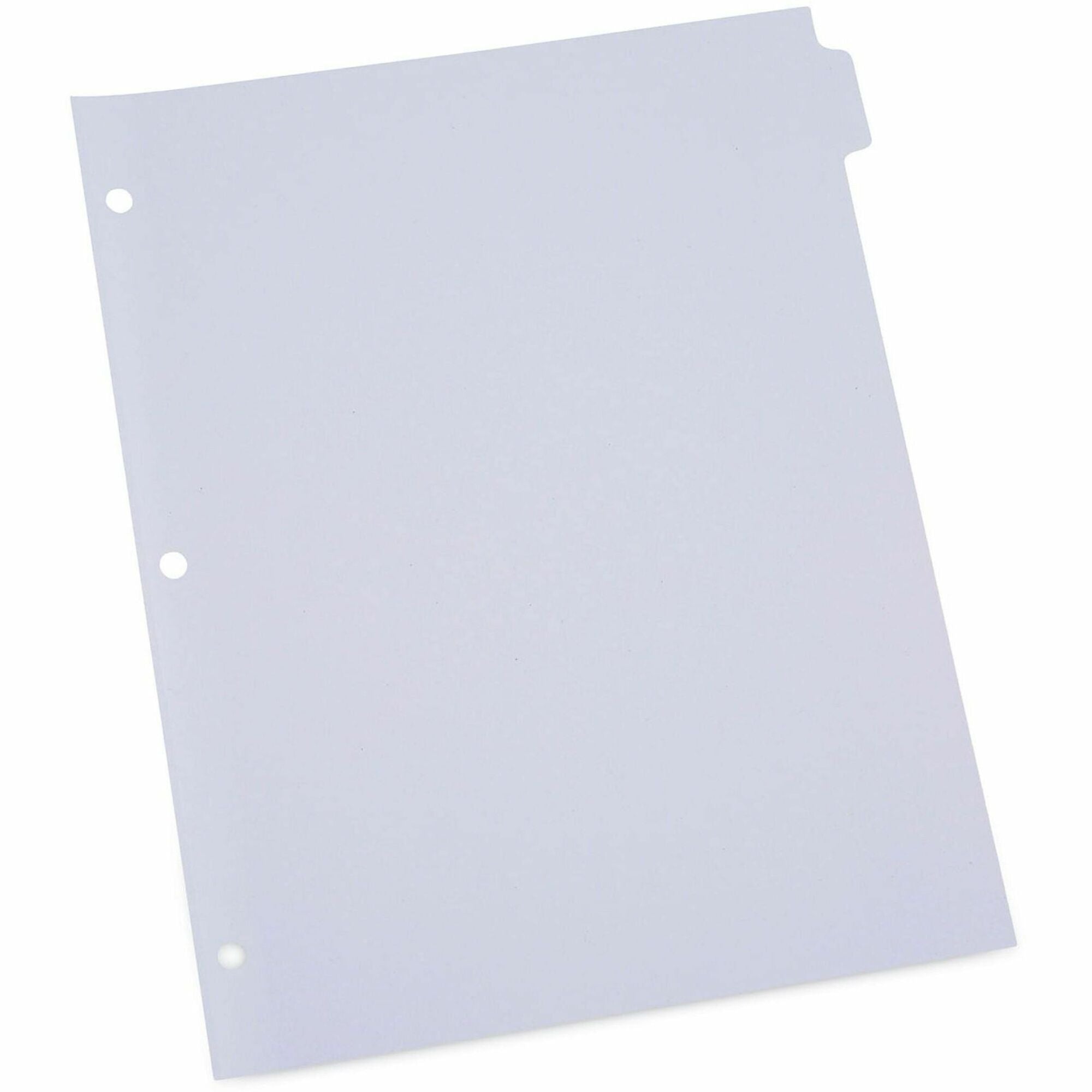 24 x Divider(s) - 8 Blank Side Tab(s) - 8.5" Divider Width x 11" Divider Length - Letter - 3 Hole Punched - White Ledger Stock Divider - White Ledger Stock Tab(s) - 30% Recycled - Customizable, Double-sided, Reinforced Edges - 24 Set