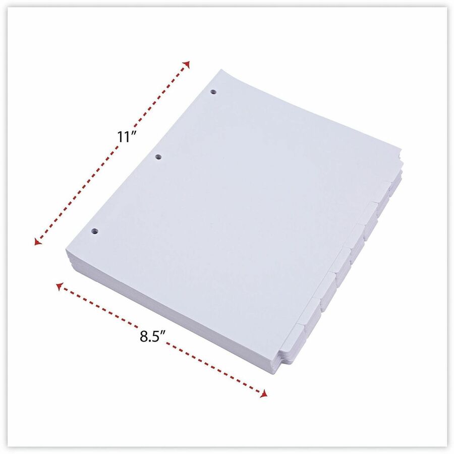 24 x Divider(s) - 8 Blank Side Tab(s) - 8.5" Divider Width x 11" Divider Length - Letter - 3 Hole Punched - White Ledger Stock Divider - White Ledger Stock Tab(s) - 30% Recycled - Customizable, Double-sided, Reinforced Edges - 24 Set