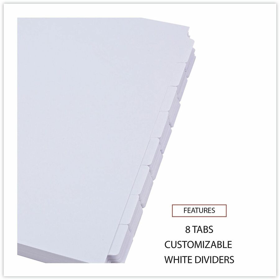 24 x Divider(s) - 8 Blank Side Tab(s) - 8.5" Divider Width x 11" Divider Length - Letter - 3 Hole Punched - White Ledger Stock Divider - White Ledger Stock Tab(s) - 30% Recycled - Customizable, Double-sided, Reinforced Edges - 24 Set