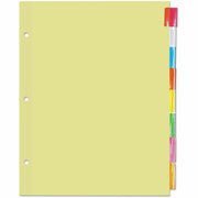 24 x Divider(s) - 8 Blank Side Tab(s) - 8.5" Divider Width x 11" Divider Length - Letter - 3 Hole Punched - Buff Paper Divider - Assorted Plastic Tab(s) - 0% - Customizable, Mylar Reinforced Edge - 24 Set