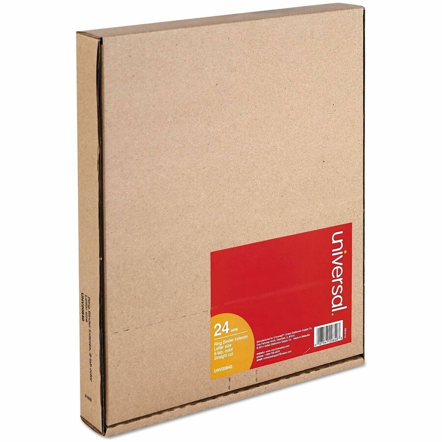 24 x Divider(s) - 8 Blank Side Tab(s) - 8.5" Divider Width x 11" Divider Length - Letter - 3 Hole Punched - Buff Paper Divider - Assorted Plastic Tab(s) - 0% - Customizable, Mylar Reinforced Edge - 24 Set
