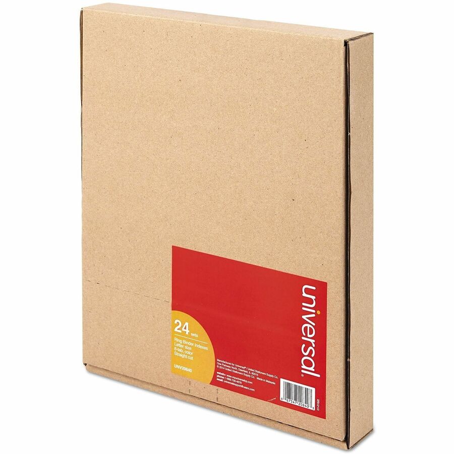 24 x Divider(s) - 8 Blank Side Tab(s) - 8.5" Divider Width x 11" Divider Length - Letter - 3 Hole Punched - Buff Paper Divider - Assorted Plastic Tab(s) - 0% - Customizable, Mylar Reinforced Edge - 24 Set