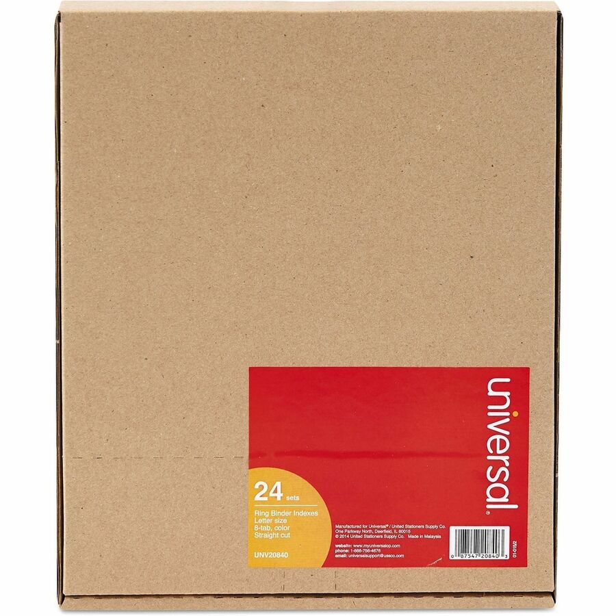 24 x Divider(s) - 8 Blank Side Tab(s) - 8.5" Divider Width x 11" Divider Length - Letter - 3 Hole Punched - Buff Paper Divider - Assorted Plastic Tab(s) - 0% - Customizable, Mylar Reinforced Edge - 24 Set