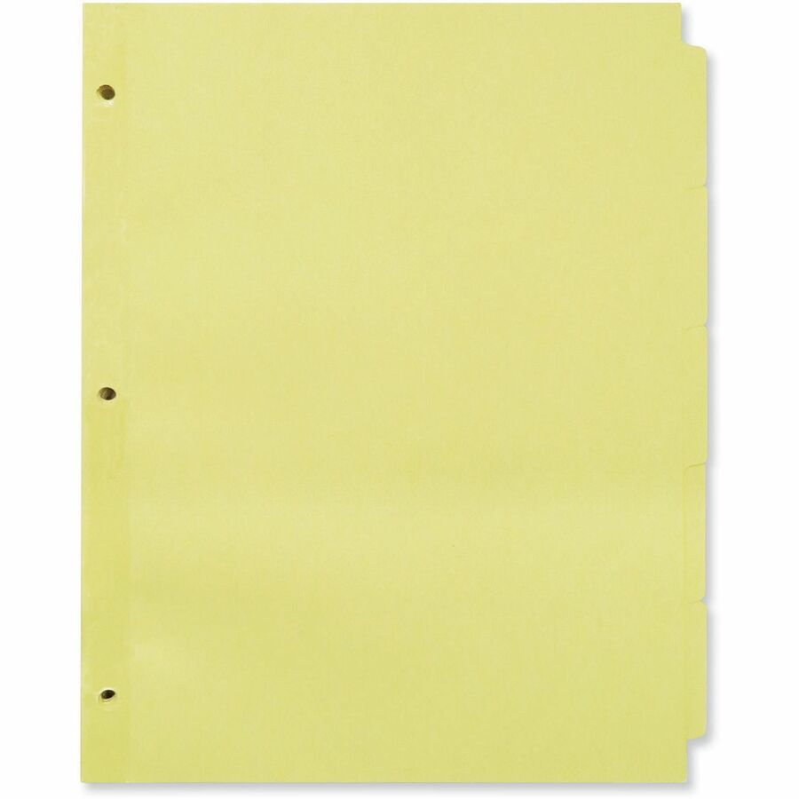 36 x Divider(s) - 5 Blank Side Tab(s) - 8.5" Divider Width x 11" Divider Length - Letter - 3 Hole Punched - Buff Ledger Stock Divider - Buff Ledger Stock Tab(s) - 30% Recycled - Customizable, Double-sided, Reinforced Edges - 36 Set