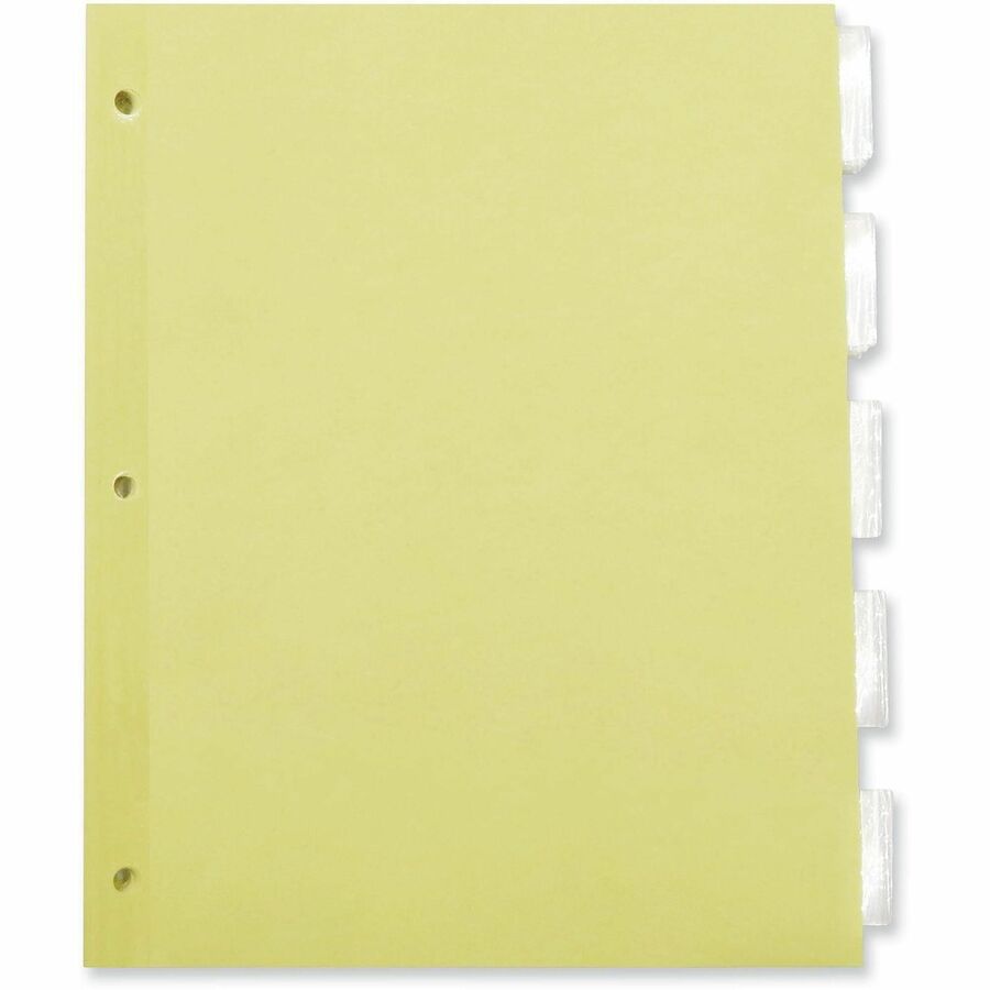 24 x Divider(s) - 5 Blank Side Tab(s) - 8.5" Divider Width x 11" Divider Length - Letter - 3 Hole Punched - Buff Paper Divider - Clear Plastic Tab(s) - 0% - Customizable, Mylar Reinforced Edge - 24 Set