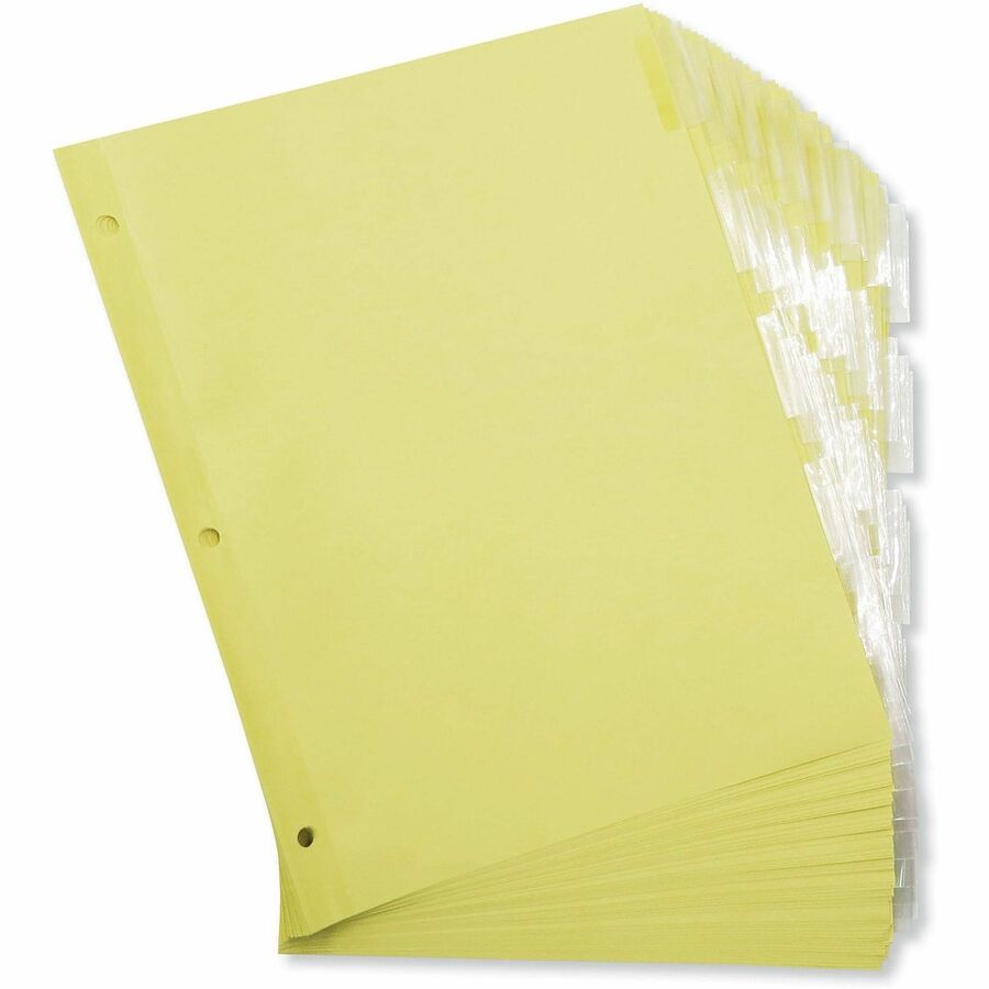 24 x Divider(s) - 5 Blank Side Tab(s) - 8.5" Divider Width x 11" Divider Length - Letter - 3 Hole Punched - Buff Paper Divider - Clear Plastic Tab(s) - 0% - Customizable, Mylar Reinforced Edge - 24 Set