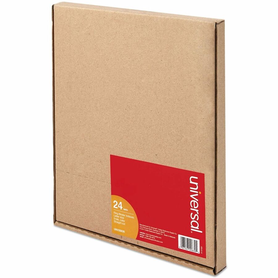 24 x Divider(s) - 5 Blank Side Tab(s) - 8.5" Divider Width x 11" Divider Length - Letter - 3 Hole Punched - Buff Paper Divider - Assorted Plastic Tab(s) - 0% - Customizable, Mylar Reinforced Edge - 24 Set