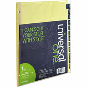 Universal Index Divider, 1 Set, 12 Printed Side Tabs (Jan-Dec), Letter Size 8.5" x 11", 3-Hole Punched, Buff Paper, Black Simulated Leather Tabs, Mylar Reinforced Edge, 20% Recycled Content