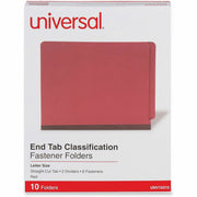 Universal Straight Tab Cut Letter Classification Folder - 2" Expansion - 6 Fastener(s) - 2" Fastener Capacity - End Tab Location - 2 Divider(s) - Red - 10 / Box