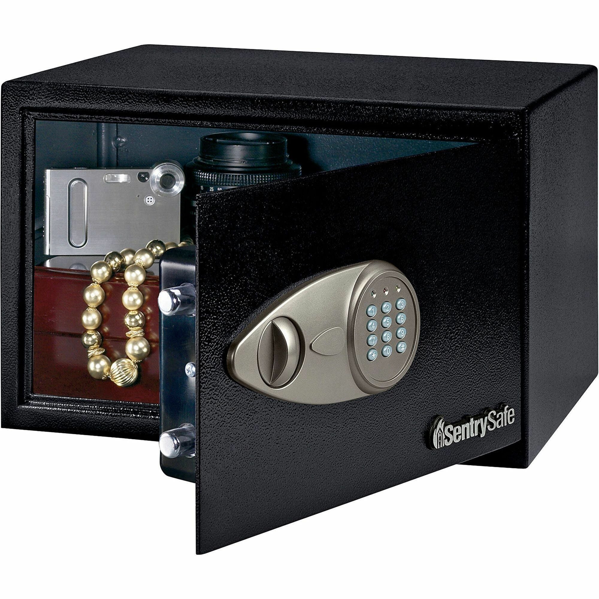 0.50 ft³ - Key Lock - 2 Live-locking Bolt(s) - Internal Size 8.50" Height x 13.62" Width x 8.62" Depth - Overall Size 8.7" Height x 13.8" Width x 10.6" Depth - Black - Steel