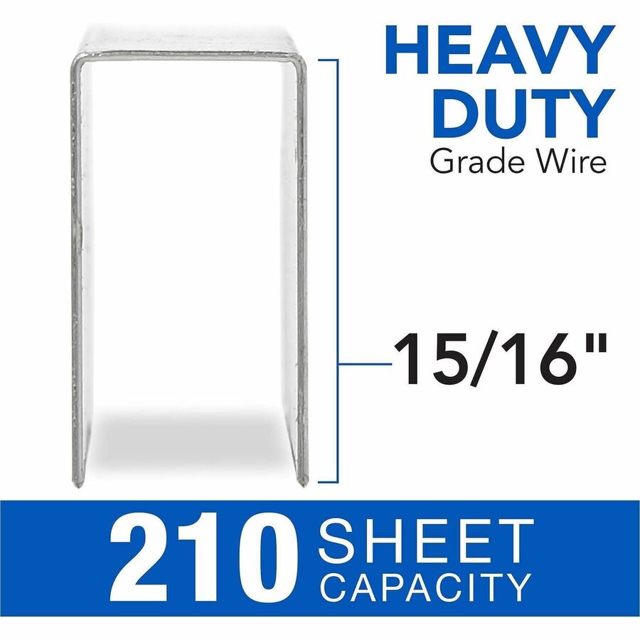 Swingline Premium Heavy-Duty Staples - Heavy Duty - 15/16" Leg - Holds 210 Sheet(s) - for Paper - Heavy Duty, Chisel Point - Silver - 100 Per Strip - 1000 / Box