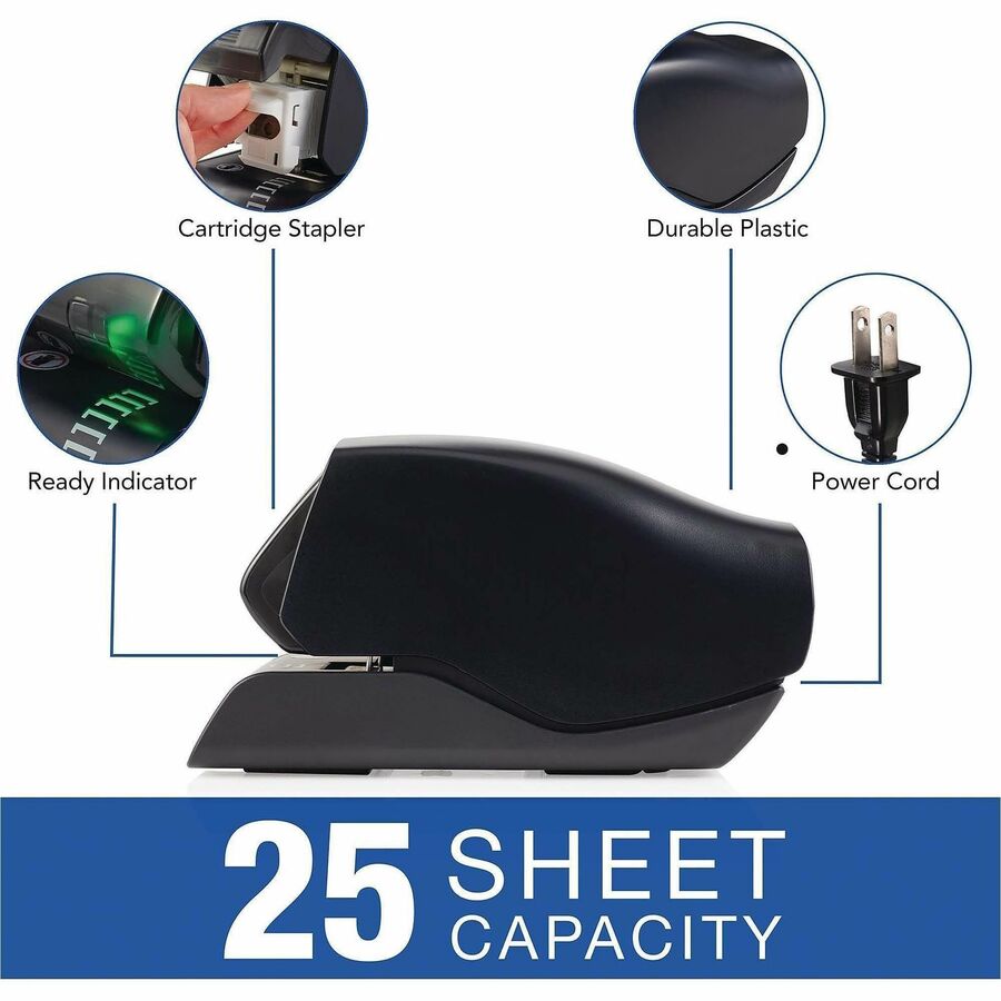 Staples Upto 25 Sheet - Holds Upto 1500 Staple - Black - 1 Each