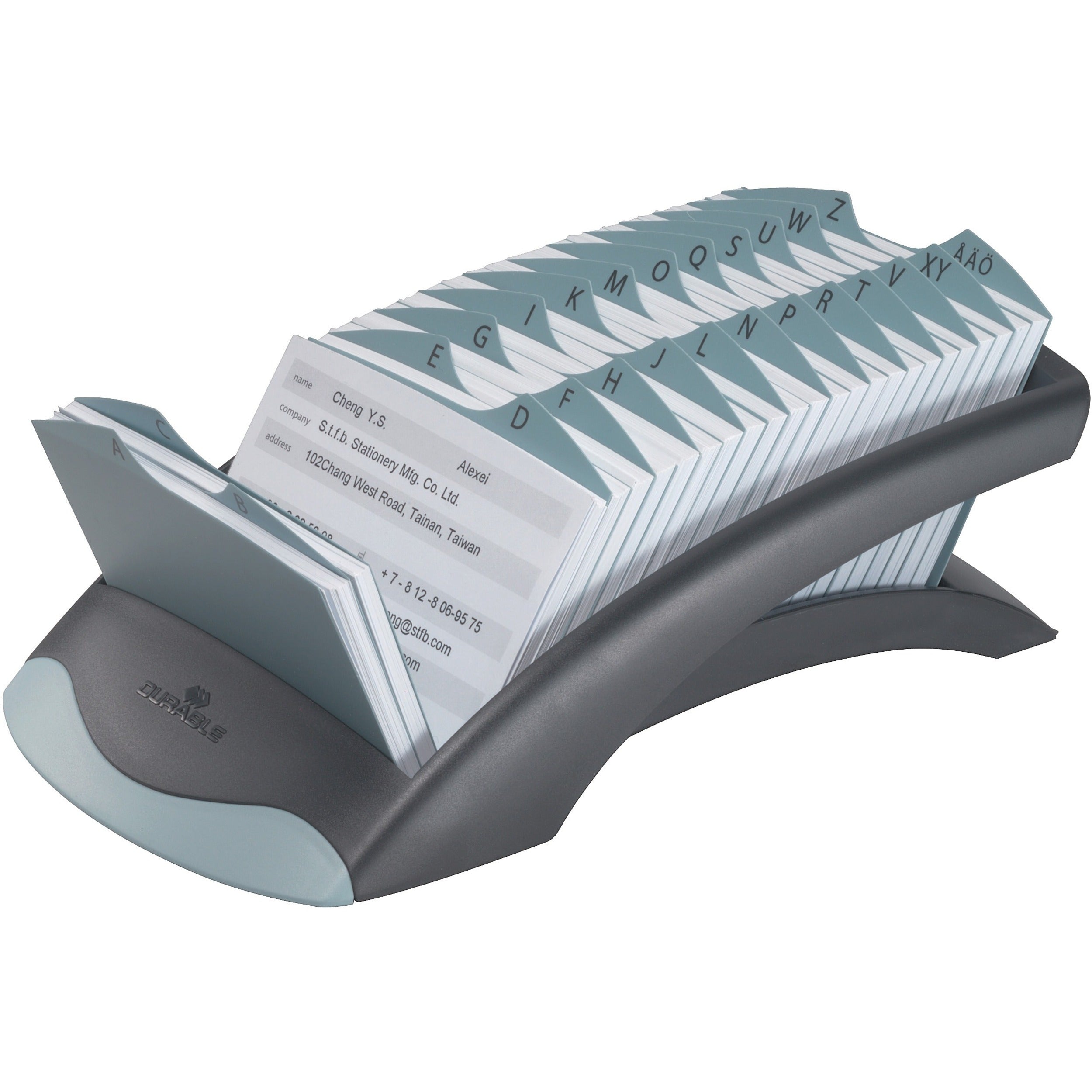 500 Card Capacity - For 2.87" x 4.12" Size Card - 25 A-Z Index Guide - Black, Gray