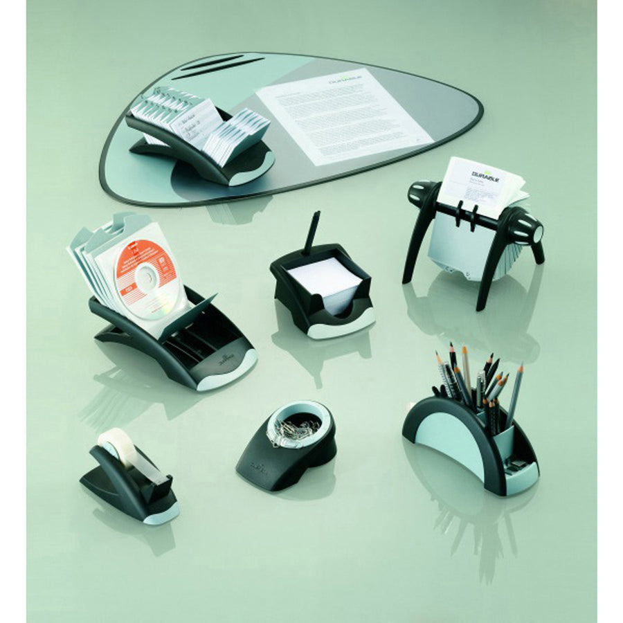500 Card Capacity - For 2.87" x 4.12" Size Card - 25 A-Z Index Guide - Black, Gray