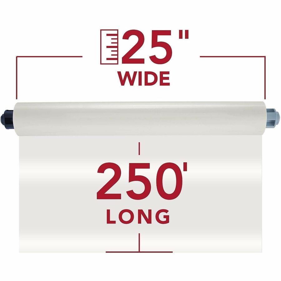 GBC EZ Load Blue End Cap Laminating Roll Film - Laminating Pouch/Sheet Size: 25" Width x 250 ft Length x 3 mil Thickness - Glossy - for Menu, Poster, Banner - Clear - Polyester - 1 Box