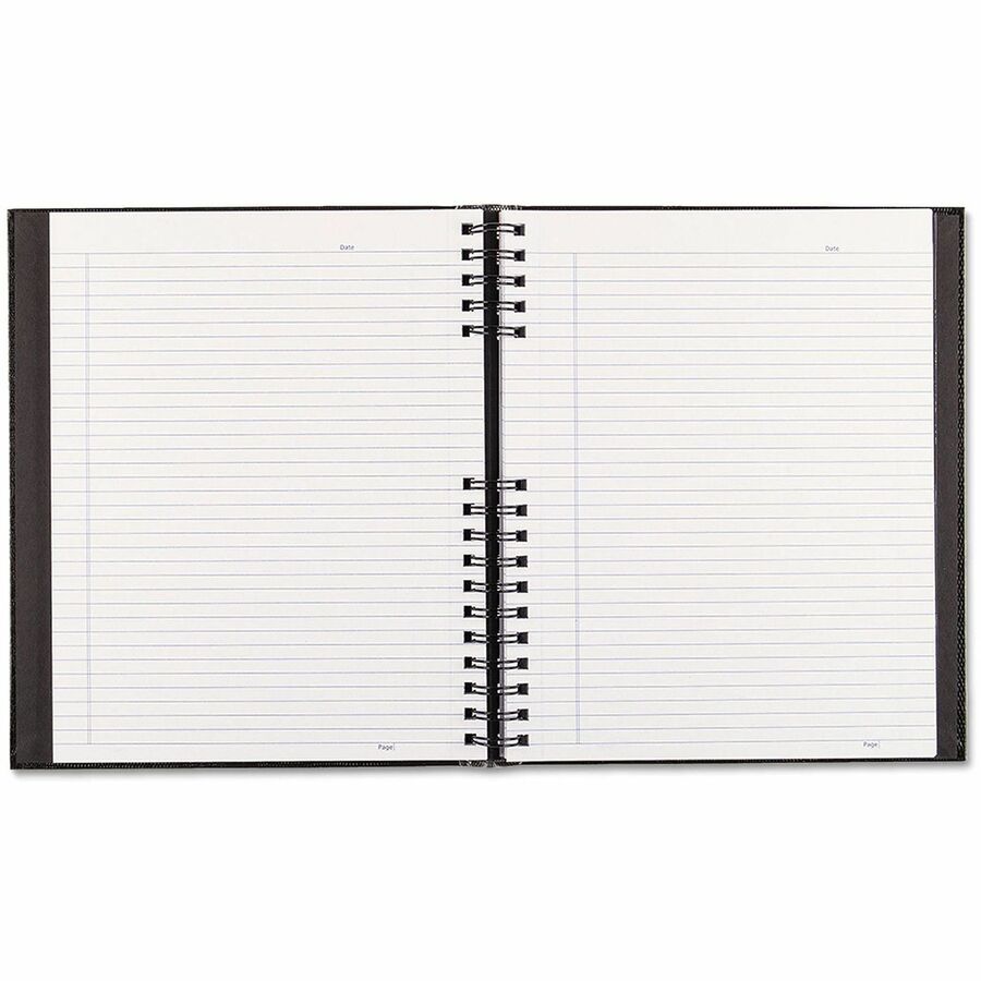 300 Sheets - Twin Wirebound - 11" x 8 1/2" Sheet Size - 9.50" Height x 15" Width x 12" Length - Black Cover - Hard Cover, Micro Perforated, Index Sheet, Self-adhesive, Pocket - Recycled - 1 Each