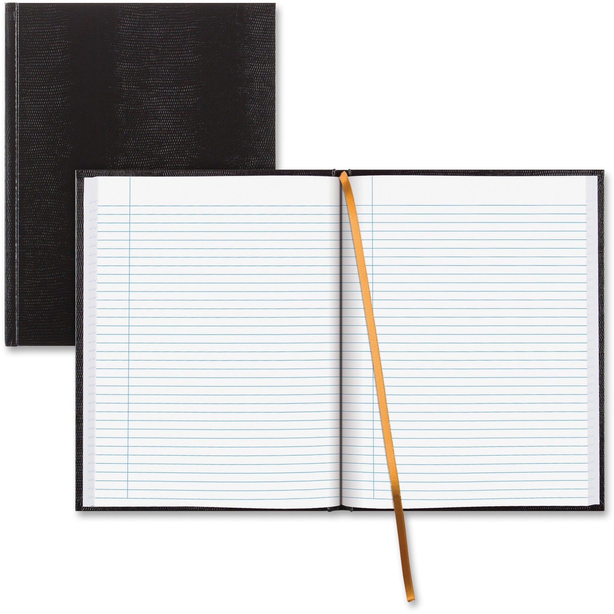 150 Sheets - Perfect Bound - Ruled Margin - 11" x 8 1/2" Sheet Size - White Paper - Black Cover - Hard Cover - Recycled - 1 Each