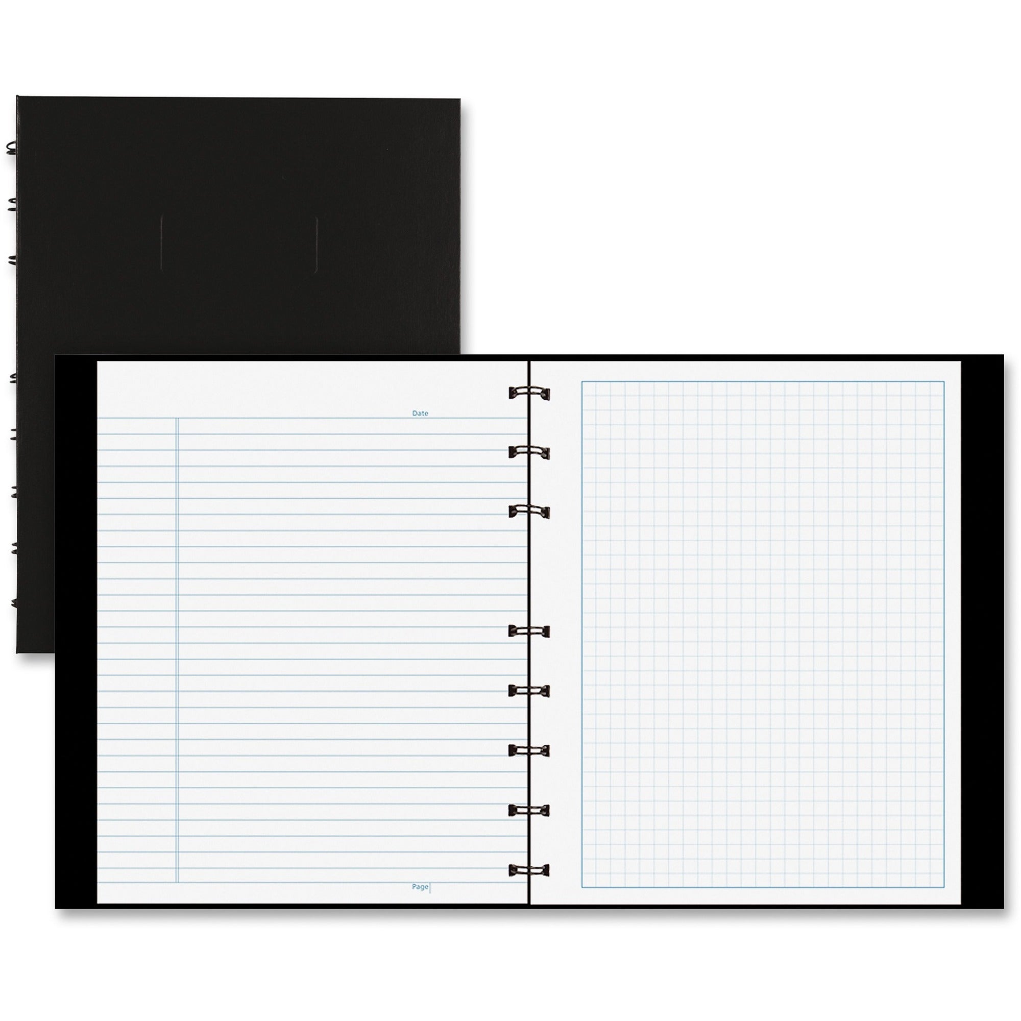 Julian Dates - Daily - 7:00 AM to 8:00 PM - Half-hourly - 7 5/8" x 9 1/2" Sheet Size - Twin Wire - White - Paper - Black Cover - Micro Perforated, Index Sheet, Tabbed, Pocket, Hard Cover - 1 Each