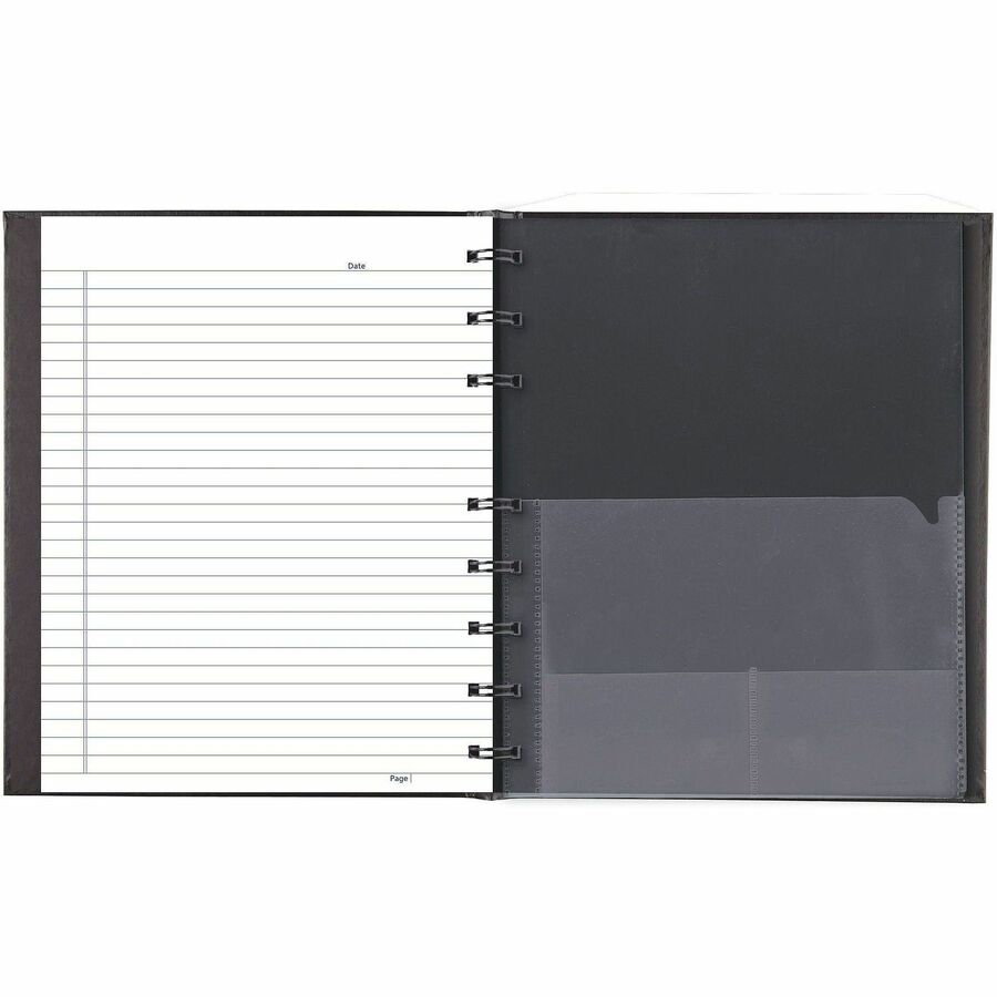 Julian Dates - Daily - 7:00 AM to 8:00 PM - Half-hourly - 7 5/8" x 9 1/2" Sheet Size - Twin Wire - White - Paper - Black Cover - Micro Perforated, Index Sheet, Tabbed, Pocket, Hard Cover - 1 Each