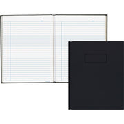 96 Sheets - 192 Pages - Perfect Bound - Ruled Blue Margin - 9 1/4" x 7 1/4" Sheet Size - White Paper - Black Cover - Hard Cover, Self-adhesive, Index Sheet - Recycled - 1 Each