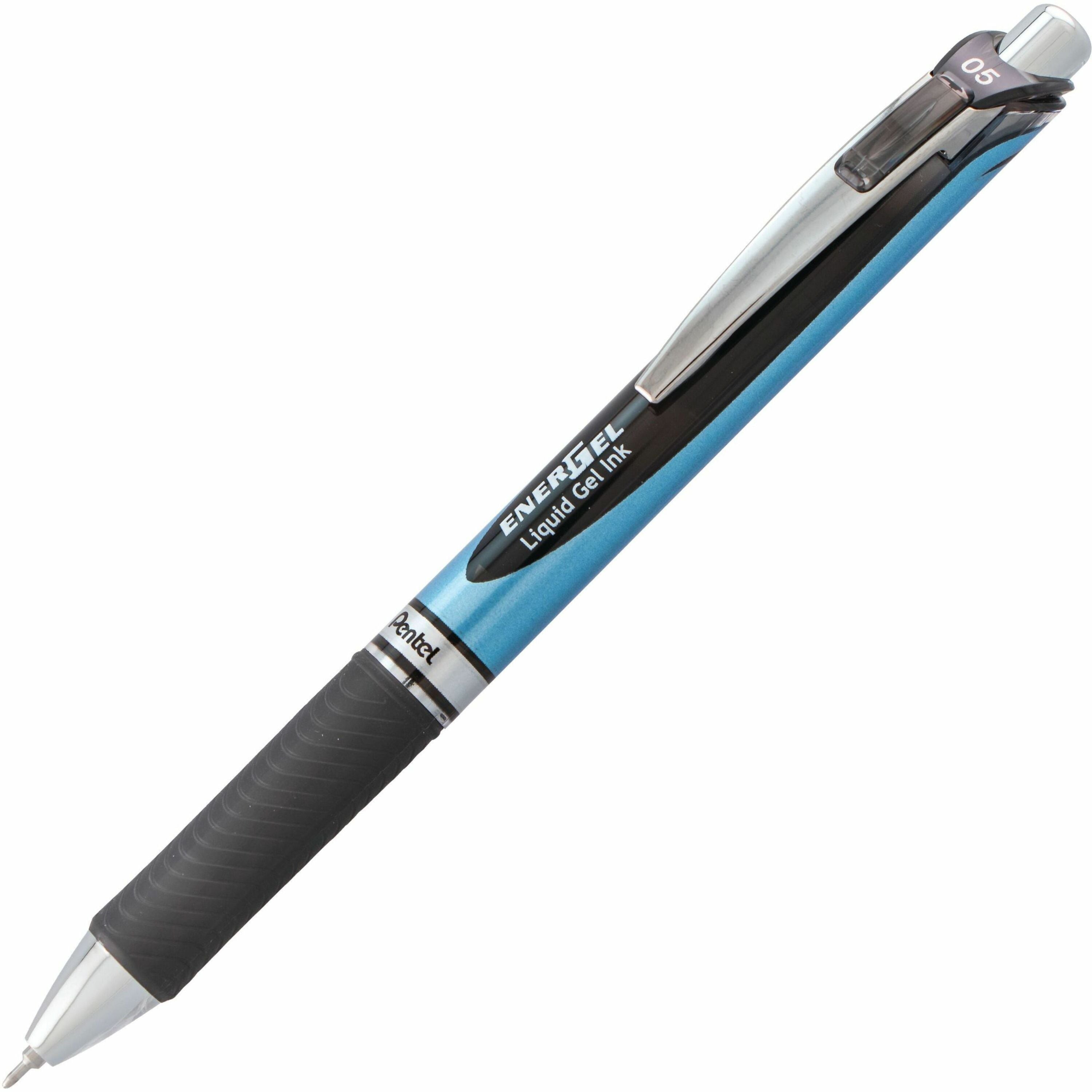 EnerGel EnerGel RTX Liquid Gel Pen - 0.5 mm Fine Needle Pen Point - Refillable - Retractable - Black Ink - Gel-based - Blue Barrel - Stainless Steel Tip - 1 Each