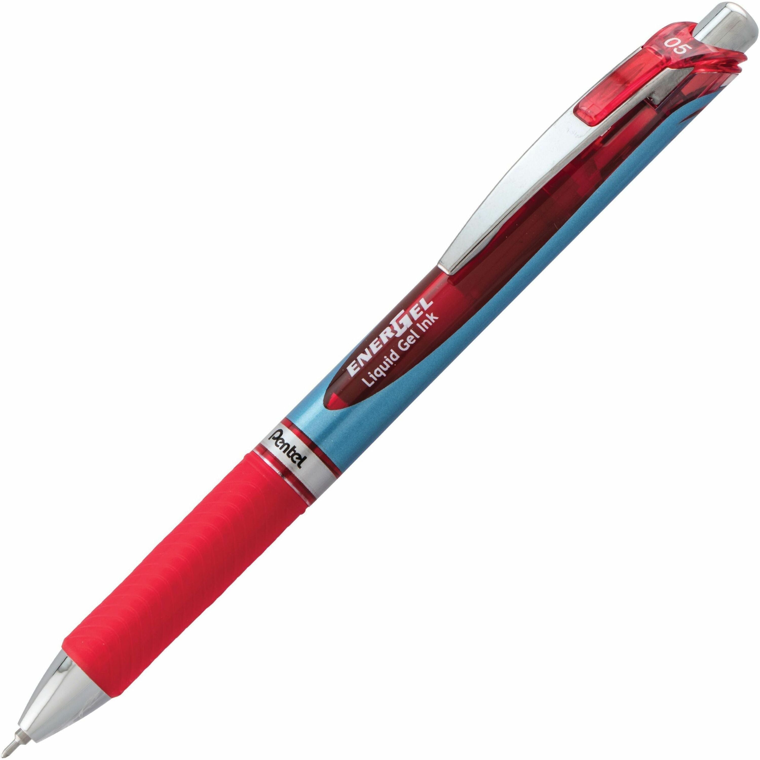 EnerGel EnerGel RTX Liquid Gel Pen - 0.5 mm Fine Needle Pen Point - Refillable - Retractable - Red Ink - Gel-based - Blue Barrel - Stainless Steel Tip - 1 Each