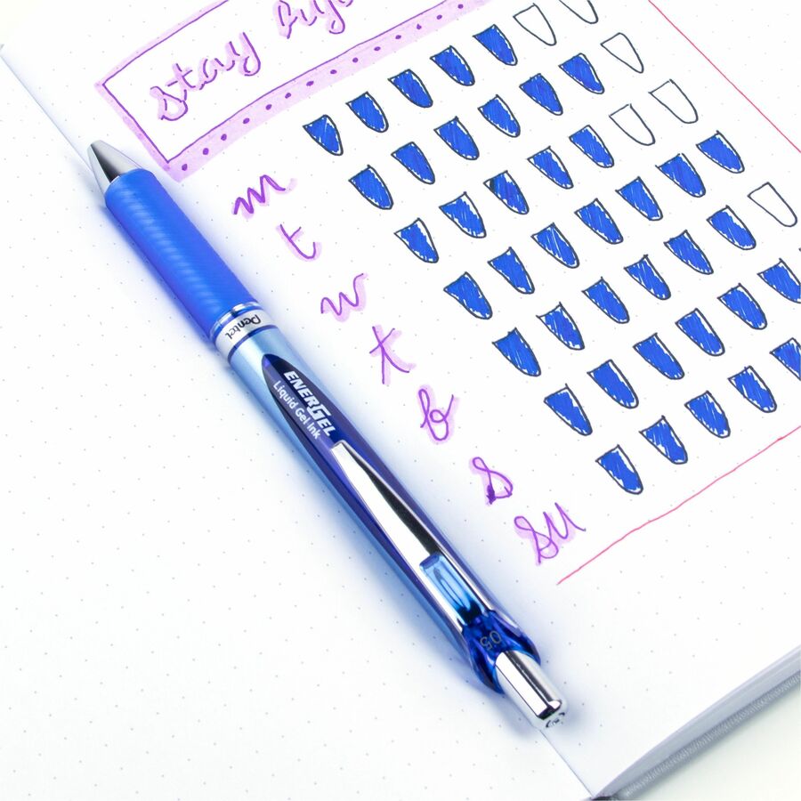 EnerGel EnerGel RTX Liquid Gel Pen - 0.5 mm Fine Needle Pen Point - Refillable - Retractable - Blue Ink - Gel-based - Blue Barrel - Stainless Steel Tip - 1 Each