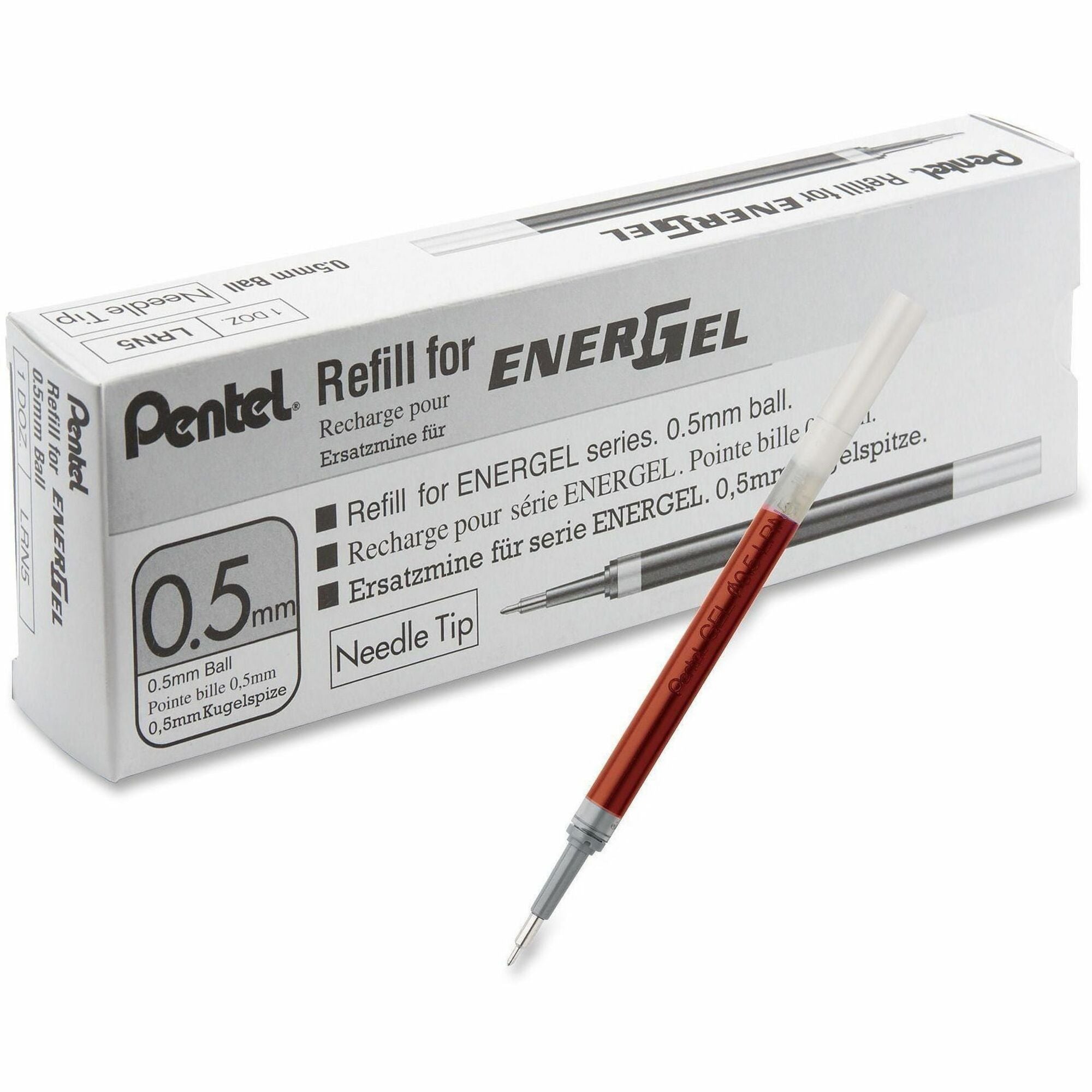 Gel Ink Refills for Pentel EnerGel Gel Roller Pens (BLN75, BLN105, BLN115), 0.5mm, Red Ink