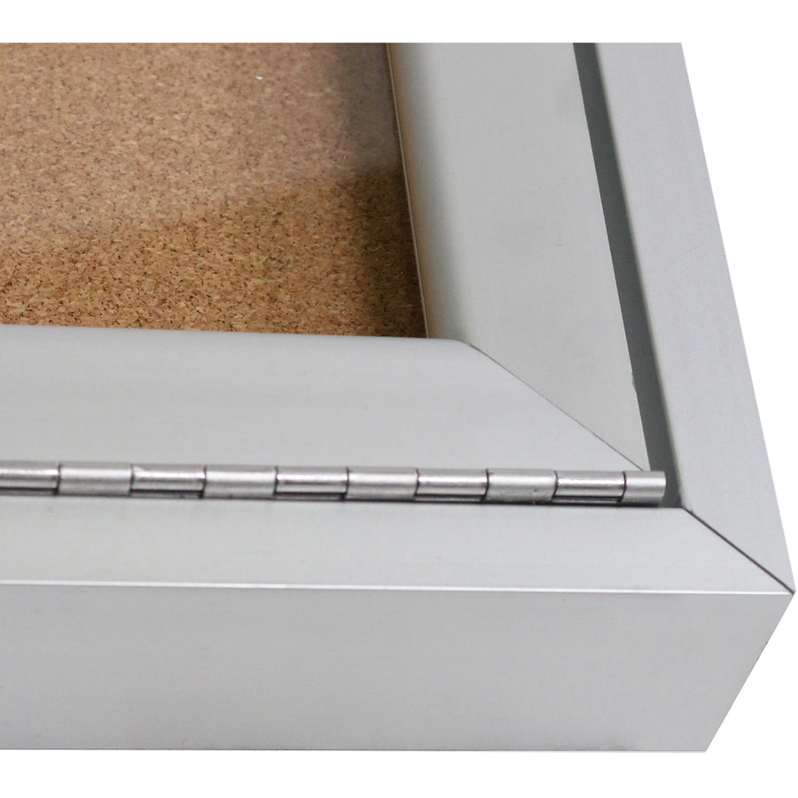 Ghent 2-Door Enclosed Bulletin Board - 36" Board Height x 60" Board Width - Cork Surface - Shatter Resistant, Self-healing - Satin Aluminum Frame - 1 Each