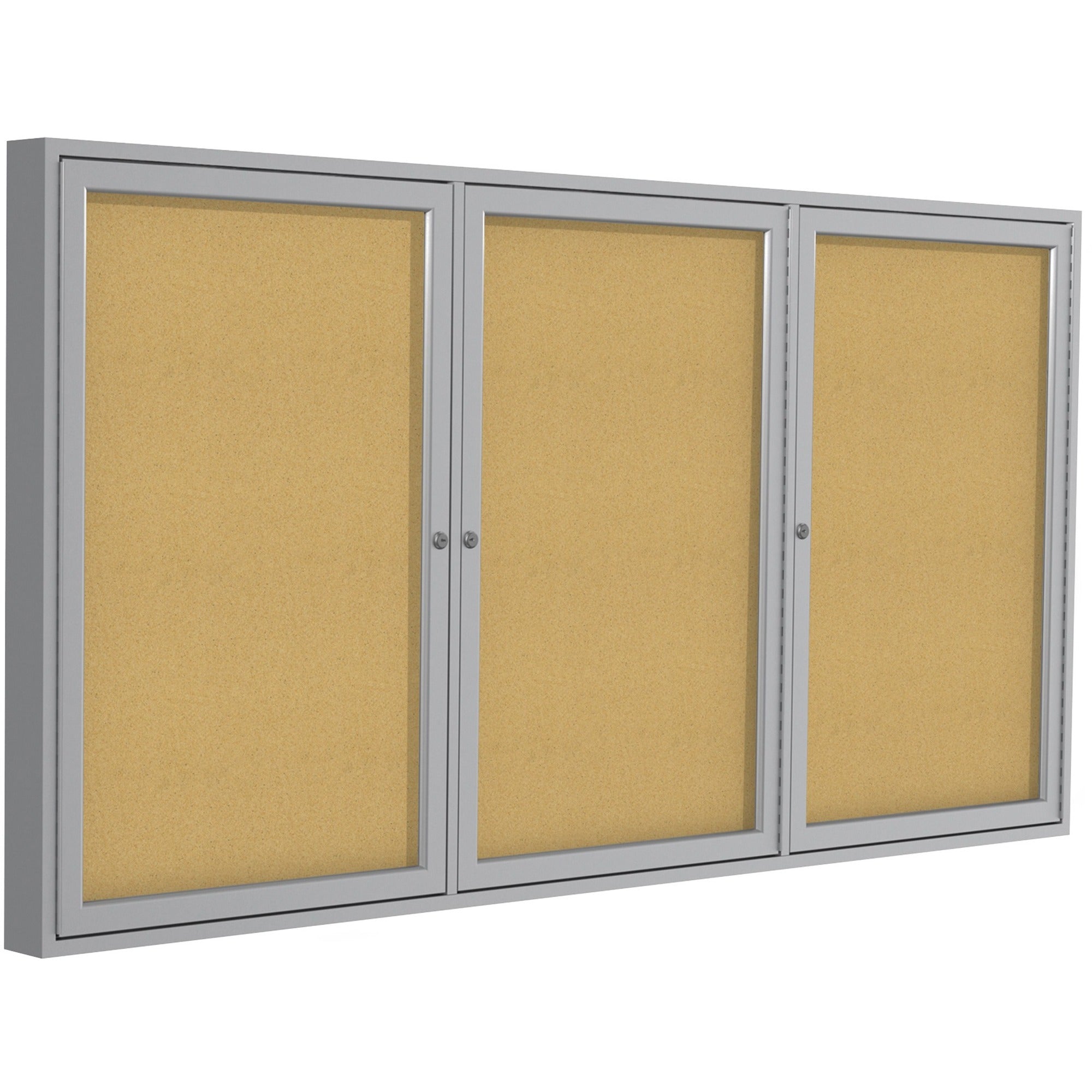 36" Board Height x 72" Board Width - Cork Surface - Shatter Resistant, Self-healing - Satin Aluminum Frame - 1 Each