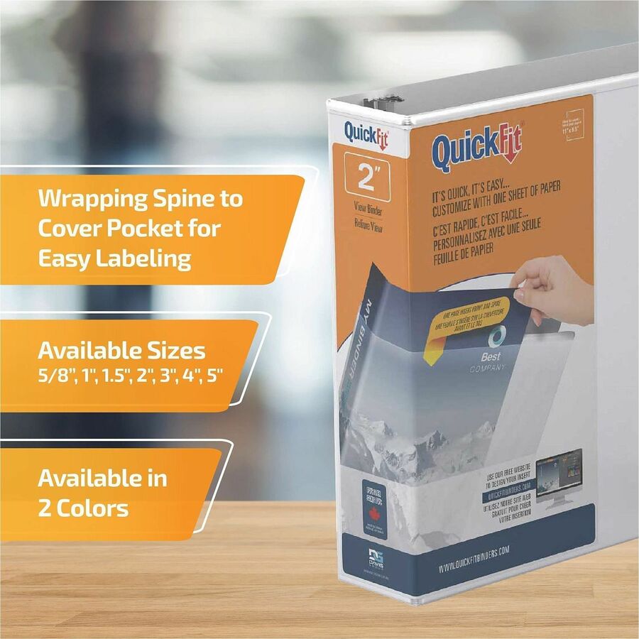 QuickFit View Binder, 3-Ring Binder, Angle D Ring, 2 Inch, White