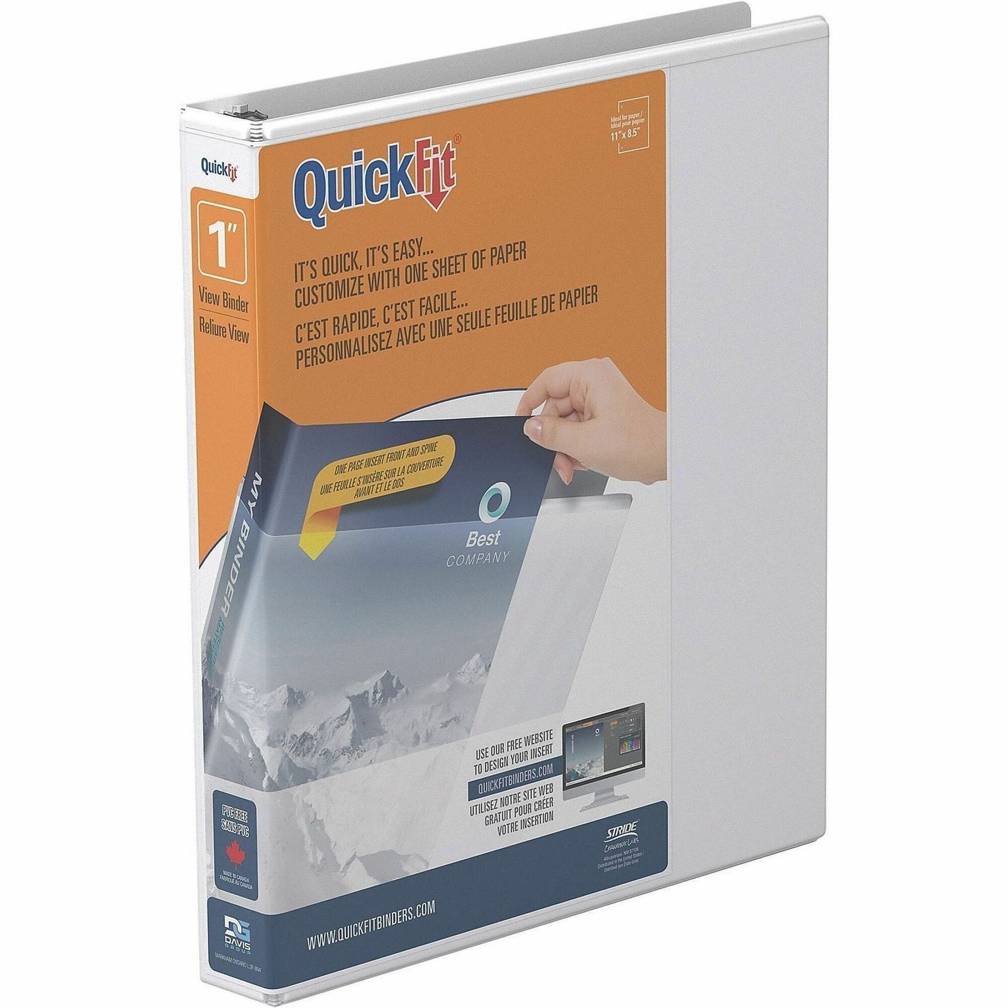 QuickFit Clear-View Binder, 3-Ring Binder, Round Ring, 1 Inch, White
