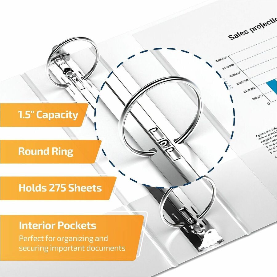 QuickFit Clear-View Binder, 3-Ring Binder, Round Ring, 1.5 Inch, White