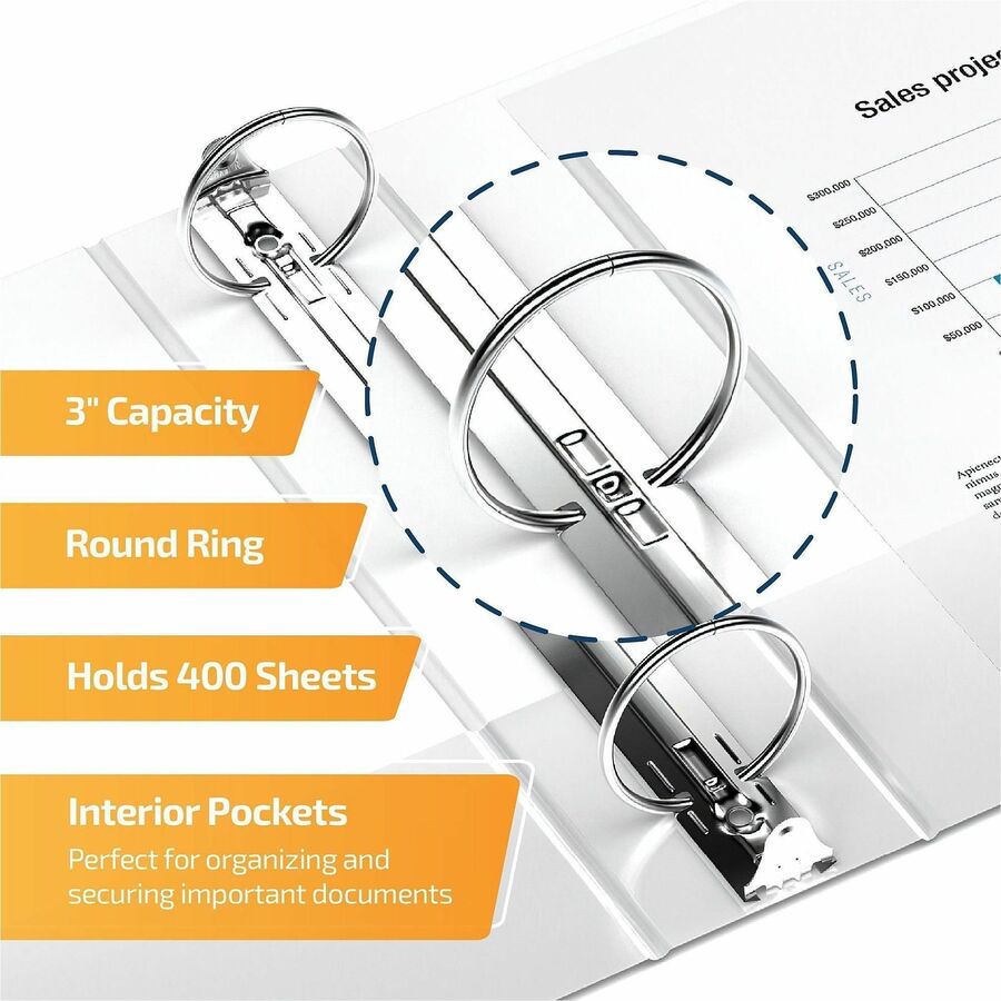 QuickFit Clear-View Binder, 3-Ring Binder, Round Ring, 3 Inch, White
