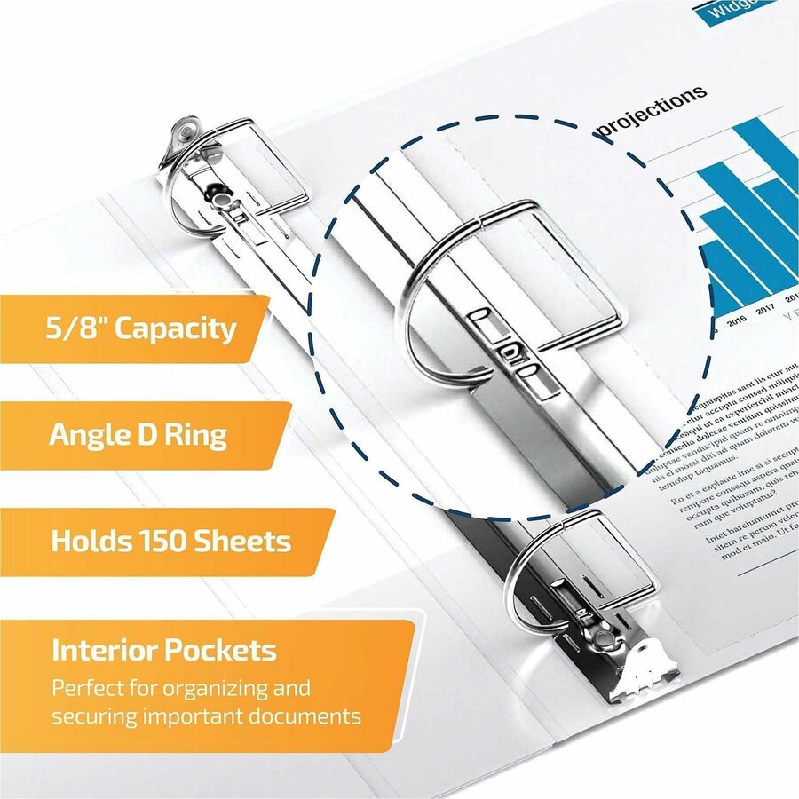 QuickFit View Binder, 3-Ring Binder, Angle D Ring, 5/8 Inch, White