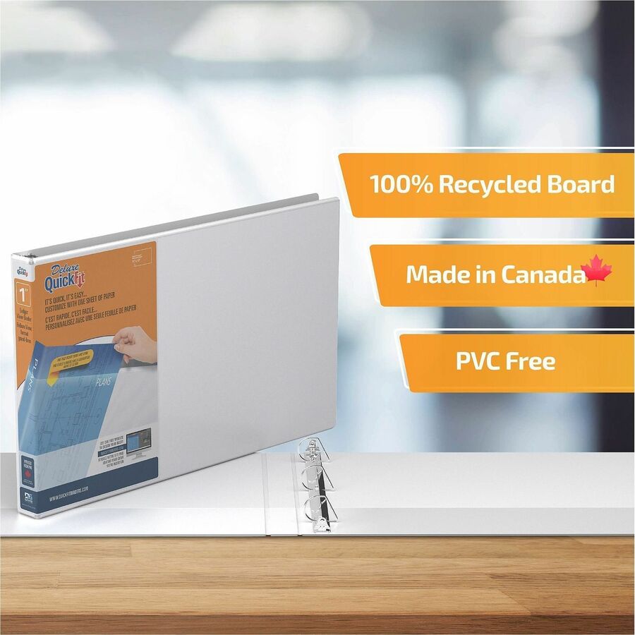 1" Binder Capacity - 11" x 17" Sheet Size - 225 Sheet Capacity - 3 x 1" Ring(s) - Fastener(s): D-Ring - Polypropylene - White - Recycled - Durable, Antimicrobial, Locking Ring, Heavy Duty, Clear Overlay - 1 Each