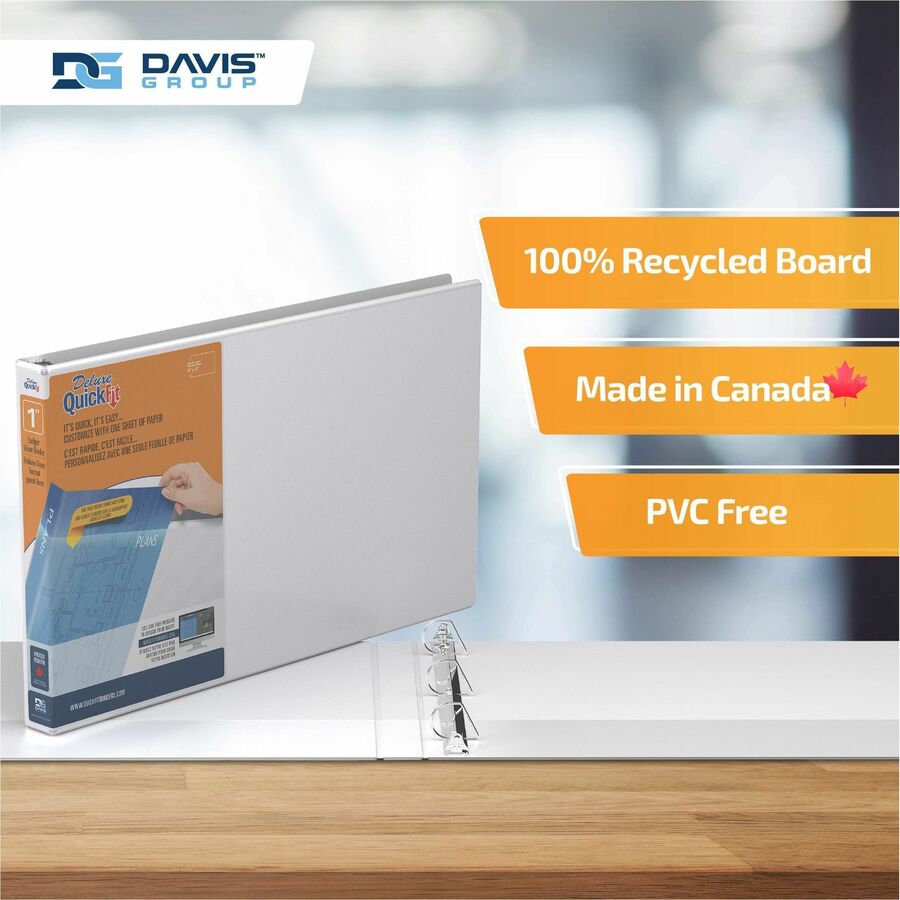 1" Binder Capacity - 11" x 17" Sheet Size - 225 Sheet Capacity - 3 x 1" Ring(s) - Fastener(s): D-Ring - Polypropylene - White - Recycled - Durable, Antimicrobial, Locking Ring, Heavy Duty, Clear Overlay - 1 Each